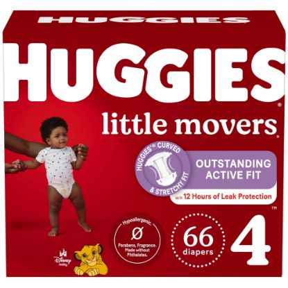 Picture of Huggies Size 4 Diapers, Little Movers Baby Diapers, Size 4 (22-37 lbs), 66 Count, Packaging May Vary