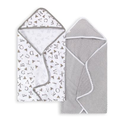 Picture of Burts Bees Baby Infant Hooded Towels A-Bee-C Organic Cotton, Unisex Bath Essentials and Newborn Necessities, Soft Nursery Towel with Hood Set, 2-Pack Size 29 x 29 Inch