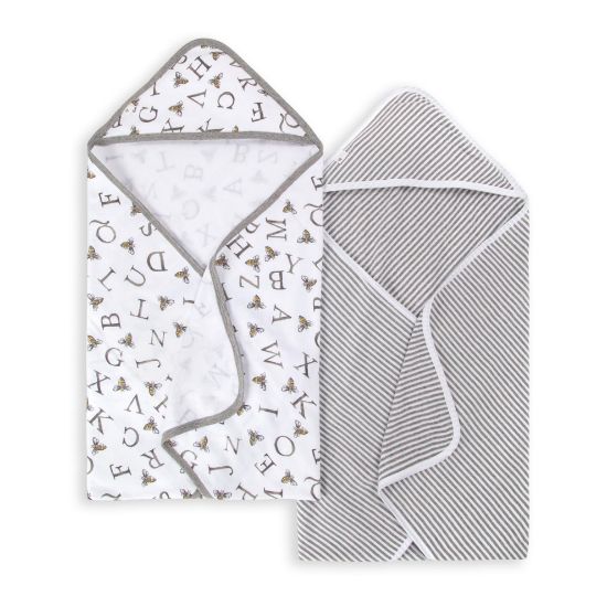 Picture of Burts Bees Baby Infant Hooded Towels A-Bee-C Organic Cotton, Unisex Bath Essentials and Newborn Necessities, Soft Nursery Towel with Hood Set, 2-Pack Size 29 x 29 Inch