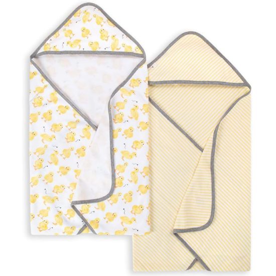 Picture of Burts Bees Baby Infant Hooded Towels Little Ducks Organic Cotton, Unisex Bath Essentials and Newborn Necessities, Soft Nursery Towel with Hood Set, 2-Pack Size 29 x 29 Inch