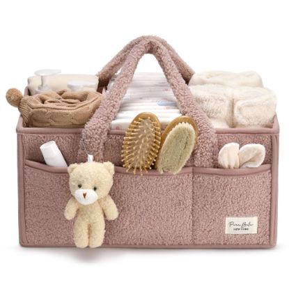 Picture of PeraBella Baby Diaper Caddy Organizer with Handle, Newborn Baby Essentials Registry Search Must Haves, Shower Gift Basket Boy&Girl, Portable Diaper Storage Basket Bin for Wipes, Car Caddy Organizer
