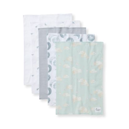 Picture of Burt's Bees Baby Infant Burp Cloths, 100% Organic Cotton Extra Absorbent Soft Fabric Drool Cloths, 5-Pack Newborn Must-Have Essential Large Burping Cloths, One Size 17 x 11.75 Inches