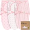 Picture of 3-Pack Organic Baby Swaddle Sleep Sacks - Swaddles for Newborns, Infant 3-6 Months, Baby Girls, Boys, Soft & Snug Newborn Sleep Sack, Nursery Swaddling Blankets, Velcro Closure (Blossom, L)