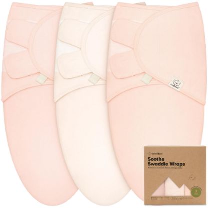 Picture of KeaBabies 3-Pack Organic Baby Swaddle Sleep Sacks - Swaddles for Newborns, Infant 3-6 Months, Baby Girls, Boys, Soft & Snug Newborn Sleep Sack, Nursery Swaddling Blankets, Velcro Closure (Angelic, L)
