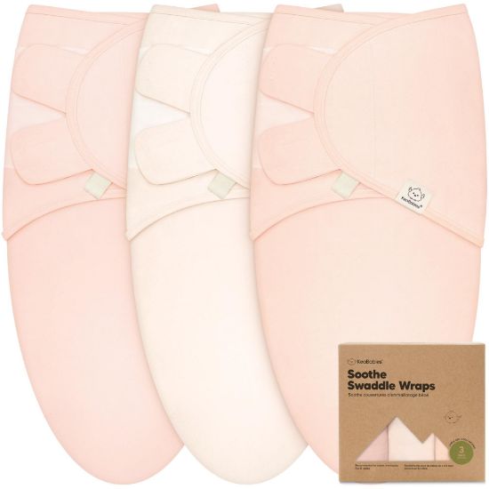 Picture of KeaBabies 3-Pack Organic Baby Swaddle Sleep Sacks - Swaddles for Newborns, Infant 3-6 Months, Baby Girls, Boys, Soft & Snug Newborn Sleep Sack, Nursery Swaddling Blankets, Velcro Closure (Angelic, L)