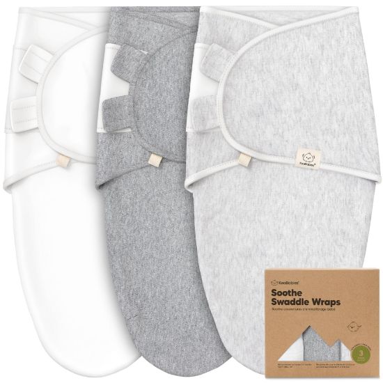 Picture of 3-Pack Organic Baby Swaddle Sleep Sacks - Swaddles for Newborns, Infant 3-6 Months, Baby Girls, Boys, Soft & Snug Newborn Sleep Sack, Nursery Swaddling Blankets (Cloud, L)