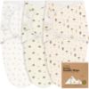 Picture of 3-Pack Organic Baby Swaddle Sleep Sacks - Swaddles for Newborns, Infant 0-3 Months, Baby Girls, Boys, Soft & Snug Newborn Sleep Sack, Nursery Swaddling Blankets (Nibbles/Bruce)