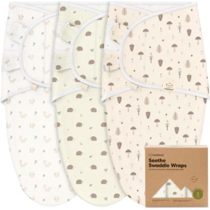 Picture of 3-Pack Organic Baby Swaddle Sleep Sacks - Swaddles for Newborns, Infant 0-3 Months, Baby Girls, Boys, Soft & Snug Newborn Sleep Sack, Nursery Swaddling Blankets (Nibbles/Bruce)