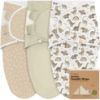 Picture of 3-Pack Organic Baby Swaddle Sleep Sacks - Swaddles for Newborns, Infant 0-3 Months, Baby Girls, Boys, Soft & Snug Newborn Sleep Sack, Nursery Swaddling Blankets (Dino Ridge)