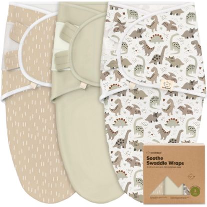 Picture of 3-Pack Organic Baby Swaddle Sleep Sacks - Swaddles for Newborns, Infant 0-3 Months, Baby Girls, Boys, Soft & Snug Newborn Sleep Sack, Nursery Swaddling Blankets (Dino Ridge)