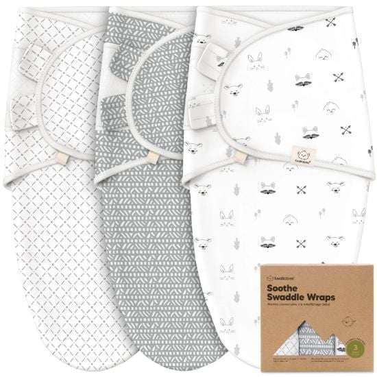 Picture of 3-Pack Organic Baby Swaddle Sleep Sacks - Swaddles for Newborns, Infant 3-6 Months, Baby Girls, Boys, Soft & Snug Newborn Sleep Sack, Nursery Swaddling Blankets (Nordic, L)