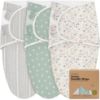 Picture of 3-Pack Organic Baby Swaddle Sleep Sacks - Swaddles for Newborns, Infant 0-3 Months, Baby Girls, Boys, Soft & Snug Newborn Sleep Sack, Nursery Swaddling Blankets, Velcro Closure (Prairie)
