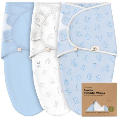 Picture of 3-Pack Organic Baby Swaddle Sleep Sacks - Swaddles for Newborns, Infant 3-6 Months, Baby Girls, Boys, Soft & Snug Newborn Sleep Sack, Nursery Swaddling Blankets (ABC Land Cloud, Large)