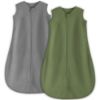 Picture of Yoofoss Fleece Baby Sleep Sack 0-6 Months, TOG 1.5 Wearable Blanket Baby for Early Winter with 2-Way Zipper, Micro Fleece Newborn Sleeping Sack, Warm Soft Dark Green&Gray(Small)
