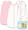 Picture of Cute Castle Baby Sleep Sack 6-12 Months - Lightweight 100% Cotton 2-Way Zipper TOG 0.5 Infant Wearable Blanket, Newborn Essentials Toddler Sleep Clothes, 3 Pack(Pink, Moon, Stars)