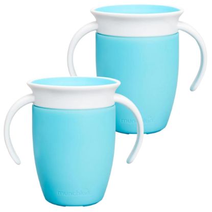 Picture of Munchkin Miracle 360 Cups for Toddlers sippy cups, toddler cups spill proof with Dentist Recommended Spoutless Design, BPA-Free Kids Cups, Easy to Clean, 7oz, 6 Months (Sky 2 Count)