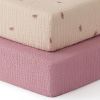 Picture of Blissful Diary Muslin Crib Sheets for Girl Boy, Boho Neutral Soft Cotton Baby Sheet for 52''x28'' Standard Crib Mattress, 2 Pack(Sunshine&Blush Pink)