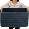 Picture of OIAHOMY 75L Large Blanket Basket, Woven Storage Basket with Handle, Cotton Rope Basket 22”x17”x12”,Blanket Basket Living Room, Toy Basket for Nursery, Blue