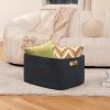 Picture of OIAHOMY 75L Large Blanket Basket, Woven Storage Basket with Handle, Cotton Rope Basket 22”x17”x12”,Blanket Basket Living Room, Toy Basket for Nursery, Blue