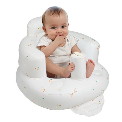 Picture of EKEPE Inflatable Baby Seat for Babies 3 Months & Up, Baby Floor Seats for Sitting Up, Baby Seats for Infants, Blow Up Baby Chair with Built in Air Pump - Cherries