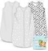 Picture of Cute Castle Baby Sleep Sack 0-6 Months - Lightweight 100% Cotton 2-Way Zipper TOG 0.5 Infant Wearable Blanket, Newborn Essentials Toddler Sleep Clothes, 3 Pack(Gray, Letters, Stars)