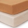 Picture of Blissful Diary Muslin Crib Sheets for Girl Boy, Boho Neutral Soft Cotton Baby Sheet for 52''x28'' Standard Crib Mattress, 2 Pack(Retro Yellow&Beige)