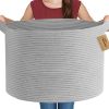 Picture of MEGASKET Extra Large Grey Storage Basket, 22" X 22" X 14" XXXL Blanket Basket for Living Room, Gray Wicker Woven Cotton Rope Baskets for Storage, Kids Toy Baskets Bins, Decorative Pillow Towel Basket