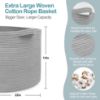 Picture of MEGASKET Extra Large Grey Storage Basket, 22" X 22" X 14" XXXL Blanket Basket for Living Room, Gray Wicker Woven Cotton Rope Baskets for Storage, Kids Toy Baskets Bins, Decorative Pillow Towel Basket