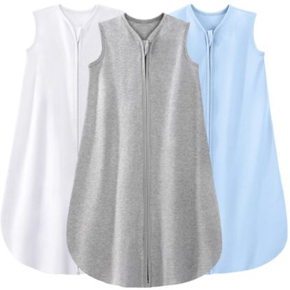 Picture of Yoofoss Baby Sleep Sack 0-6 Months 100% Cotton 0.5 TOG Baby Sleeping Bag 2-Way Zipper Toddler Wearable Blankets 3 Pack Breathable Lightweight (Small)