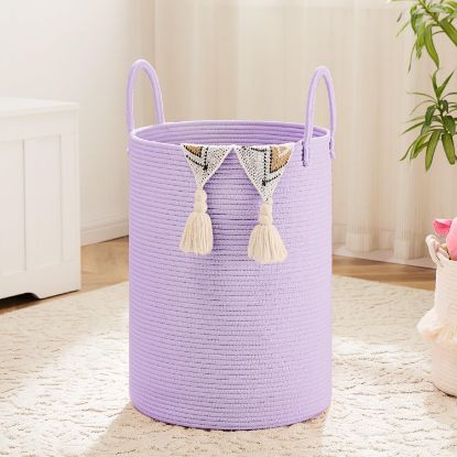 Picture of Artfeel Laundry Basket,Woven Cotton Rope Laundry Hamper,40L for Decorative Storage of Dirty Clothes,Toys and Blankets in Bathroom,Baby Room and Living Room