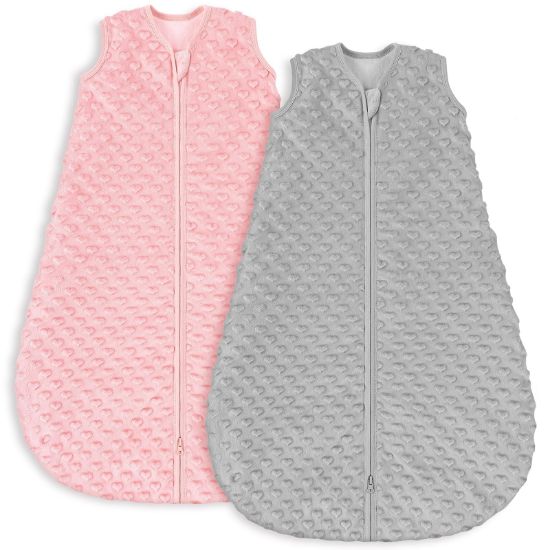 Picture of Yoofoss Fleece Baby Sleep Sack 0-6 Months with Plush Dots, TOG 1.5 Baby Wearable Blanket with 2-Way Zipper, Cotton Toddler Sleep Sack Fleece
