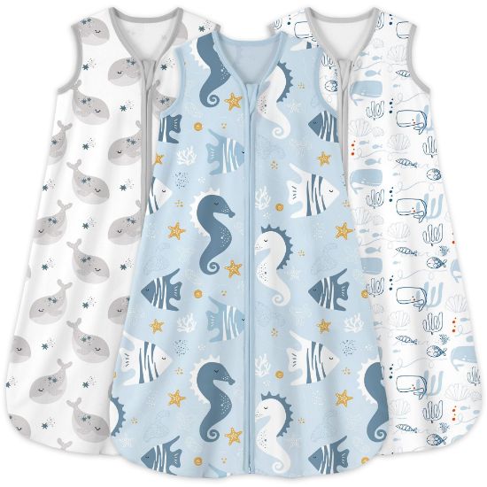 Picture of Yoofoss Baby Sleep Sack 0-6 Months 0.5 Tog Wearable Blanket for Baby, 3 Pack 100% Cotton Infant Toddler Sleeping Sack 2-Way Zipper Lightweight Sleepsack