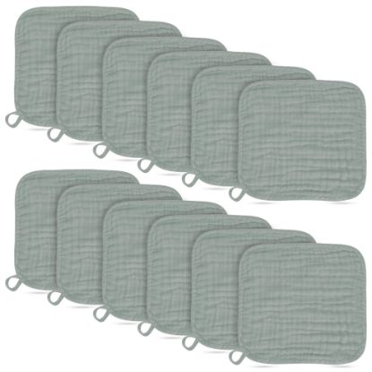 Picture of Baby Washcloths -100% Cotton Muslin Soft Baby Bath Wash Cloths and Absorbent Baby Wipes for Newborns Kids Girls and Boys - 12 Pack, 12x12 Inches - Green