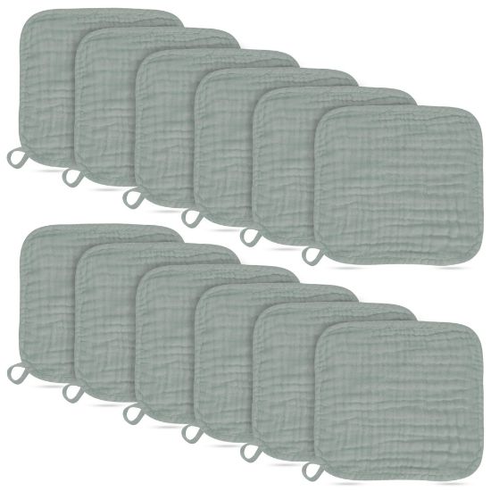 Picture of Baby Washcloths -100% Cotton Muslin Soft Baby Bath Wash Cloths and Absorbent Baby Wipes for Newborns Kids Girls and Boys - 12 Pack, 12x12 Inches - Green