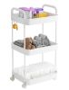 Picture of Volnamal Diaper Caddy Organizer, 3-Tier Movable Diaper Cart with Wheels, Newborn Essentials Must Haves, Diaper Caddy for Wipes & Diapers, Baby Registry Search - Plastic White
