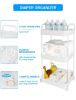 Picture of Volnamal Diaper Caddy Organizer, 3-Tier Movable Diaper Cart with Wheels, Newborn Essentials Must Haves, Diaper Caddy for Wipes & Diapers, Baby Registry Search - Plastic White