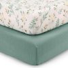Picture of Blissful Diary Muslin Crib Sheets for Girl Boy, Boho Neutral Soft Cotton Baby Sheet for 52''x28'' Standard Crib Mattress, 2 Pack(Roman Green&Leaf)