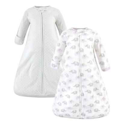 Picture of Hudson Baby Unisex Baby Cotton Wearable Sleeping Bag, Sack, Blanket, Lilac Elephants Long Sleeve, 0-3 Months