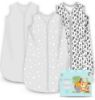 Picture of Cute Castle Baby Sleep Sack 6-12 Months - Lightweight 100% Cotton 2-Way Zipper TOG 0.5 Infant Wearable Blanket, Newborn Essentials Toddler Sleep Clothes, 3 Pack(Gray, Letters, Stars)