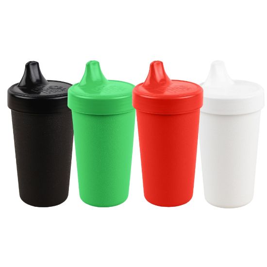 Picture of Re-Play Made in USA 10 Oz. Sippy Cups for Toddlers, Pack of 4 - Reusable Spill Proof Cups for Kids, Dishwasher/Microwave Safe - Hard Spout Sippy Cups for Toddlers 3.13" x 6.25", Christmas