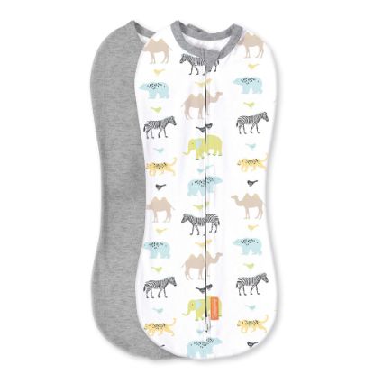 Picture of SwaddleMe Pod - Size Newborn, 0-2 Months, 2-Pack (Lil Wild One) No Wrap Zip-Up Newborn Swaddle Creates A Cozy Feeling for Baby and Helps Prevent Startle Reflex