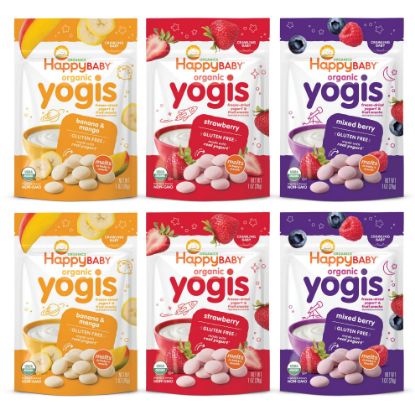 Picture of Happy Baby Organics Yogis Freeze-Dried Yogurt & Fruit Snacks, Variety Pack, 1 Ounce (Pack of 6)