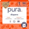 Picture of Pura Hypoallergenic Diapers, Size 1 (4-11lbs), Newborn, Totally Chlorine Free, Wetness Indicator, Suitable for Sensitive Skin, Soft Organic Cotton Comfort, Overnight, 3 Packs of 32 (96 Baby Diapers)
