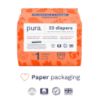 Picture of Pura Hypoallergenic Diapers, Size 1 (4-11lbs), Newborn, Totally Chlorine Free, Wetness Indicator, Suitable for Sensitive Skin, Soft Organic Cotton Comfort, Overnight, 3 Packs of 32 (96 Baby Diapers)