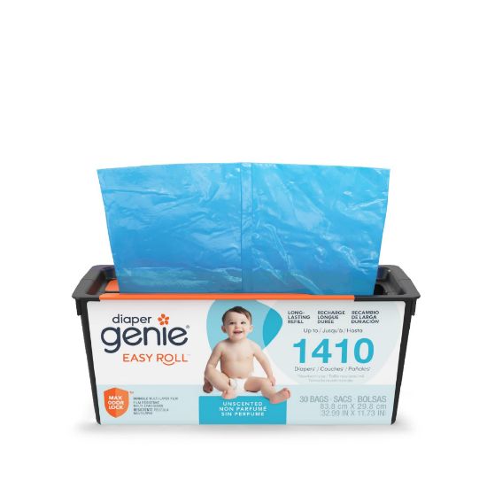Picture of Diaper Genie Easy Roll Refill | 30 Bags Per Refill | Holds Up to 1410 Newborn Diapers | Odor Control | Diaper Pail Refill Bags | Fits Diaper Genie Signature & Platinum Pails