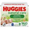 Picture of Huggies Natural Care Sensitive Baby Wipes, Unscented, Hypoallergenic, 99% Purified Water, 15 Flip-Top Packs (960 Wipes Total)