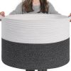 Picture of INDRESSME XXXLarge Cotton Rope Basket 21.7" x 21.7" x 13.8" Woven Baby Laundry Baskets Blanket Basket Toy Baskets with Handle Storage Comforter Cushions Gray Laundry Hamper