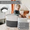 Picture of INDRESSME XXXLarge Cotton Rope Basket 21.7" x 21.7" x 13.8" Woven Baby Laundry Baskets Blanket Basket Toy Baskets with Handle Storage Comforter Cushions Gray Laundry Hamper