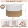 Picture of INDRESSME XXXLarge Jute Rope Basket 21.7" x 21.7" x 13.8" Woven Baby Laundry Baskets for Blankets Toys Storage Basket with Handle Comforter Cushions Storage Bins Thread Laundry Hamper