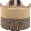Picture of INDRESSME Extra Large Woven Baskets for Storage, 21.7 x 13.8 Blanket Basket Living Room Wicker Storage Basket for Organizing Woven Laundry Baskets for Toy Pillow Shoe, Entryway, Black Jute